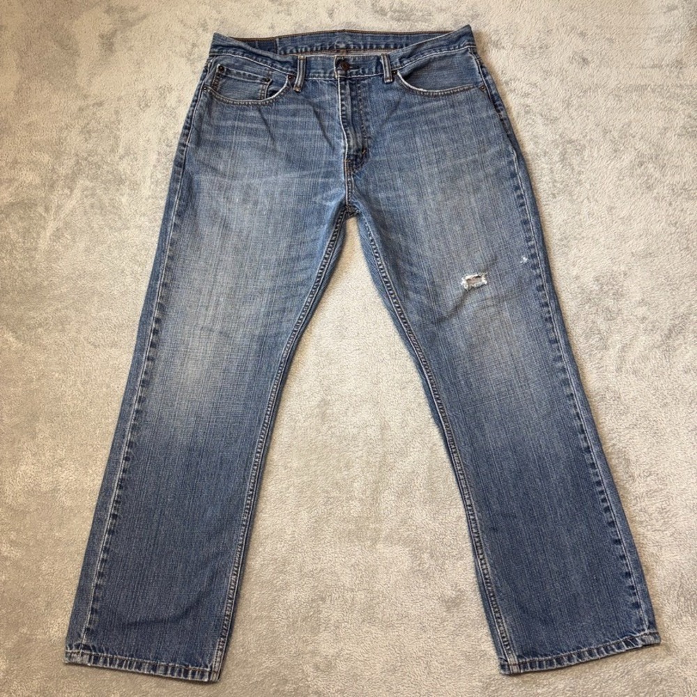 Levis 559 Jeans Mens 36X32 Blue Relaxed Straight Mid Rise Distressed Denim